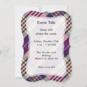 Lila, goldener und blauer Tartan Einladung (Rückseite)