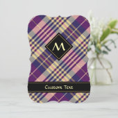 Lila, goldener und blauer Tartan Einladung (Stehend Vorderseite)