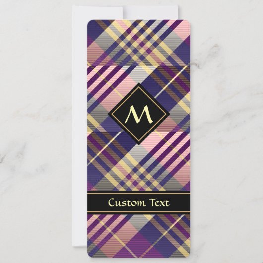 Lila, goldener und blauer Tartan Einladung (Vorderseite)