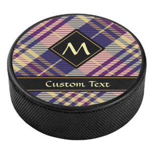 Lila, goldener und blauer Tartan Eishockey Puck