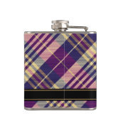 Lila, goldener und blauer Tartan Flachmann (Rückseite)