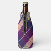Lila, goldener und blauer Tartan Flaschenkühler (Flasche Rückseite)