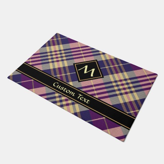 Lila, goldener und blauer Tartan Fußmatte (Schrägansicht)