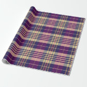 Lila, goldener und blauer Tartan Geschenkpapier (Ungerollt)