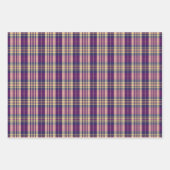 Lila, goldener und blauer Tartan Geschenkpapier Set (Vorderseite)