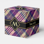 Lila, goldener und blauer Tartan Geschenkschachtel (Rückseite)