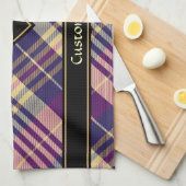 Lila, goldener und blauer Tartan Geschirrtuch (Viertel Falte)