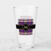 Lila, goldener und blauer Tartan Glas (Vorderseite)