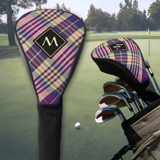 Lila, goldener und blauer Tartan Golf Headcover