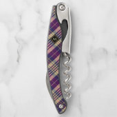 Lila, goldener und blauer Tartan Kellnermesser (Rückseite)