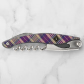 Lila, goldener und blauer Tartan Kellnermesser (Rückseite)