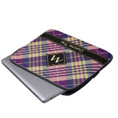 Lila, goldener und blauer Tartan Laptopschutzhülle (Vorne Knopf)