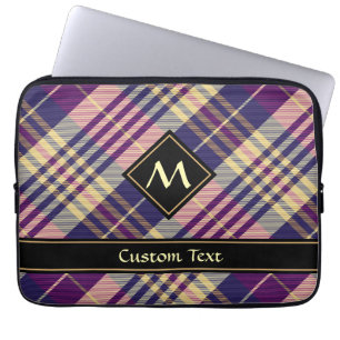 Lila, goldener und blauer Tartan Laptopschutzhülle