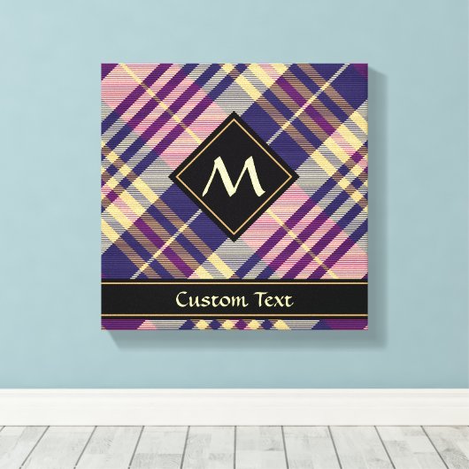 Lila, goldener und blauer Tartan Leinwanddruck (Insitu (Holzboden))