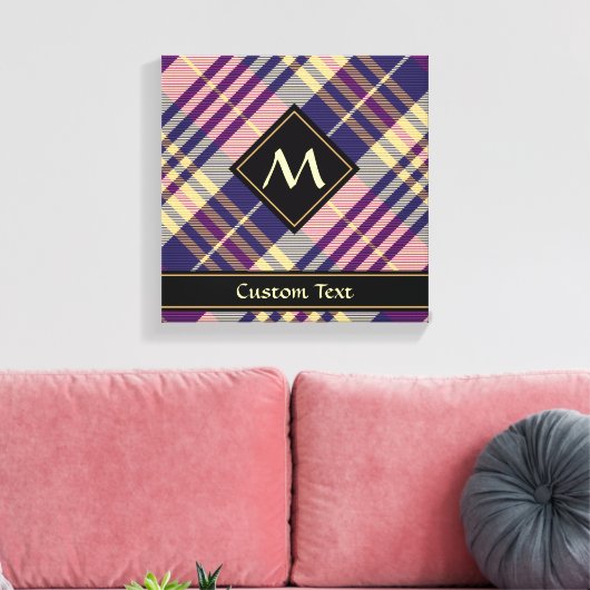 Lila, goldener und blauer Tartan Leinwanddruck (Insitu (Wohnzimmer))