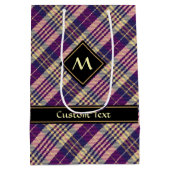 Lila, goldener und blauer Tartan Mittlere Geschenktüte (Rückseite)