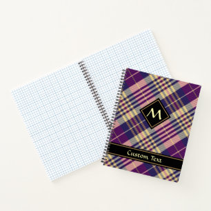 Lila, goldener und blauer Tartan Notizblock