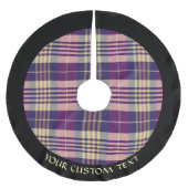 Lila, goldener und blauer Tartan Polyester Weihnachtsbaumdecke (Vorderseite)