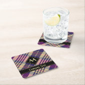 Lila, goldener und blauer Tartan Rechteckiger Pappuntersetzer (Vor Ort)