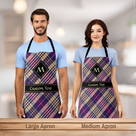 Lila, goldener und blauer Tartan Schürze