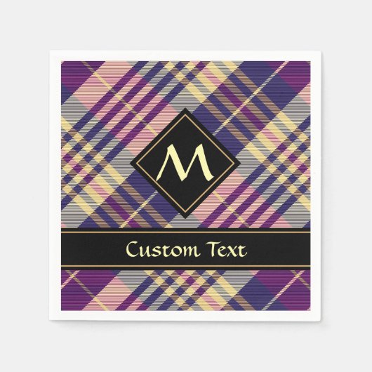 Lila, goldener und blauer Tartan Serviette (Vorderseite)