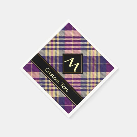 Lila, goldener und blauer Tartan Serviette (Ecke)