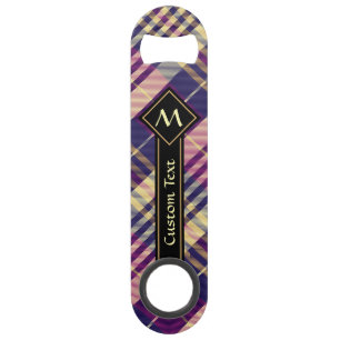 Lila, goldener und blauer Tartan Speed Flaschenöffner
