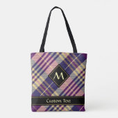 Lila, goldener und blauer Tartan Tasche (Rückseite)