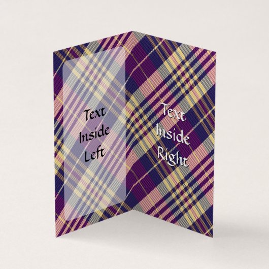 Lila, goldener und blauer Tartan Visitenkarten (Innenseite)
