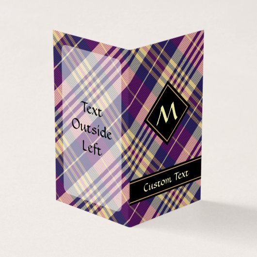 Lila, goldener und blauer Tartan Visitenkarten (Vorderseite)