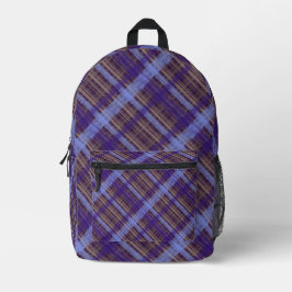 Lila-goldenes Karo-Tartan-Muster Ästhetik Bedruckter Rucksack