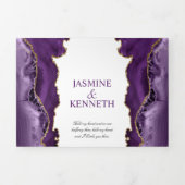 Lila & goldenes Tor auf Weiße Hochzeit Dreifach Gefaltete Einladung (Cover)