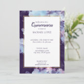 Lila & goldfarben Abstrakte Quinceanera Einladung (Stehend Vorderseite)