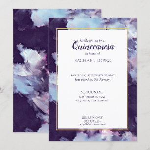 Lila & goldfarben Abstrakte Quinceanera Einladung