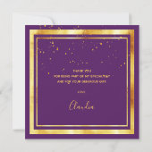 Lila goldfarbenes Dankeschön Dankeskarte (Rückseite)