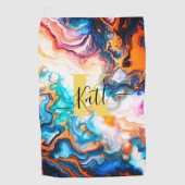 Lila goldfarbenes Monogramm Golfhandtuch (Vorderseite)