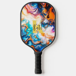 Lila goldfarbenes Monogramm Pickleball Schläger