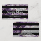 Lila Goldflakes | Glitzer Sequin | Streifen Visitenkarte (Vorne/Hinten)