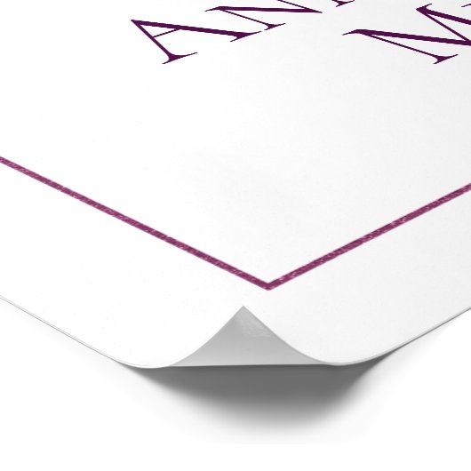 Lila Goldflorale Herzlich willkommen beim Hochzeit Poster (Ecke)