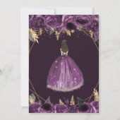 Lila Goldfloralprinzessin Quinceñera Einladung (Rückseite)