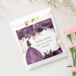 Lila Goldflorenprinzessin Quinceanera Geschenktütchen