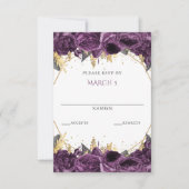 Lila Goldflorenprinzessin Quinceanera RSVP Karte (Vorderseite)