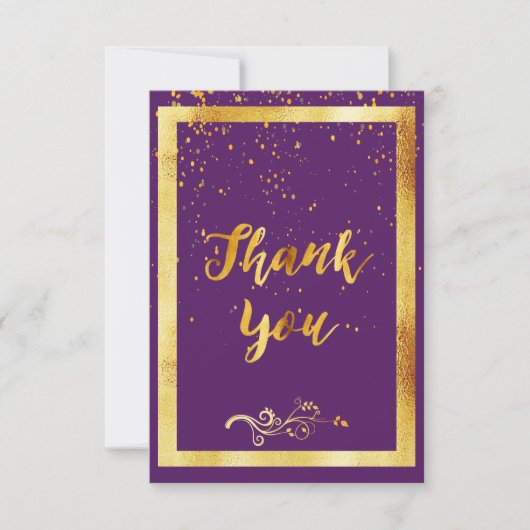 Lila GoldGeburtstag Dankeschön-Karte Dankeskarte (Vorderseite)