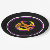 Lila/goldgelb/schwarz Basketball 9" Teller (Schrägansicht)