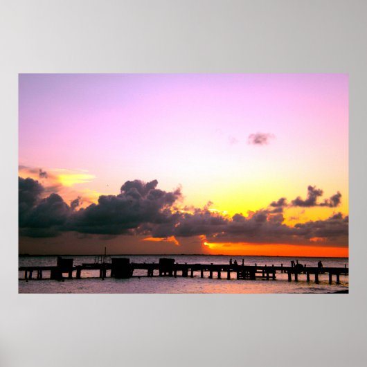 lila, goldgelber atemberaubender Strandsonnenunter Poster (Vorne)