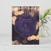 Lila Goldgläser-Lichter Mystisches Nachtsüß 16 Einladung (Stehend Vorderseite)