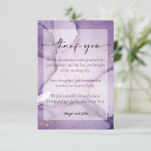 Lila Goldhochzeit Dankeskarte (Stehend Vorderseite)