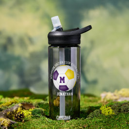 lila Goldklub-Mannschaftsspieler Name Fußball Trinkflasche