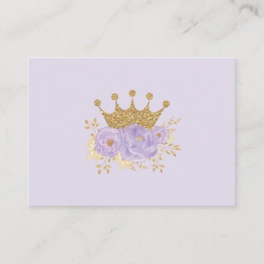 Lila Goldkrone Prinzessin Baby Girl Diaper Raffel Begleitkarte (Rückseite)