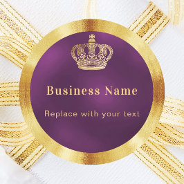 Lila Goldkrone Runder Aufkleber